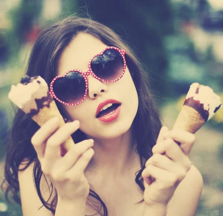 Cool And Stylish Girl with Ice Creams